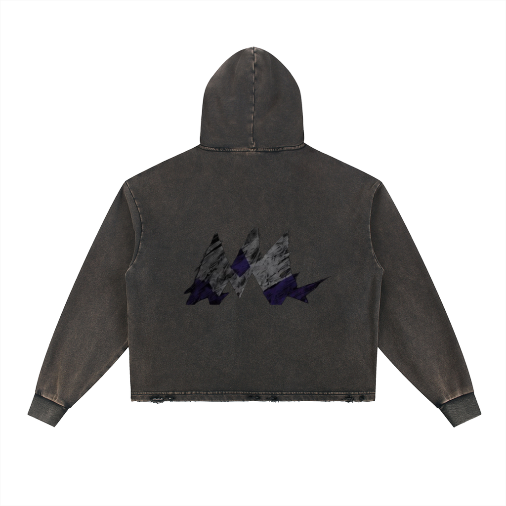 Vintage Washed Frayed-Hem Hoodie